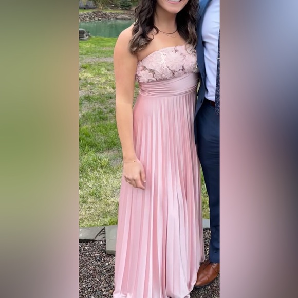 Speechless Dresses & Skirts - “Speechless” Pink Strapless Silk Gown with Sweetheart Floral Neckline